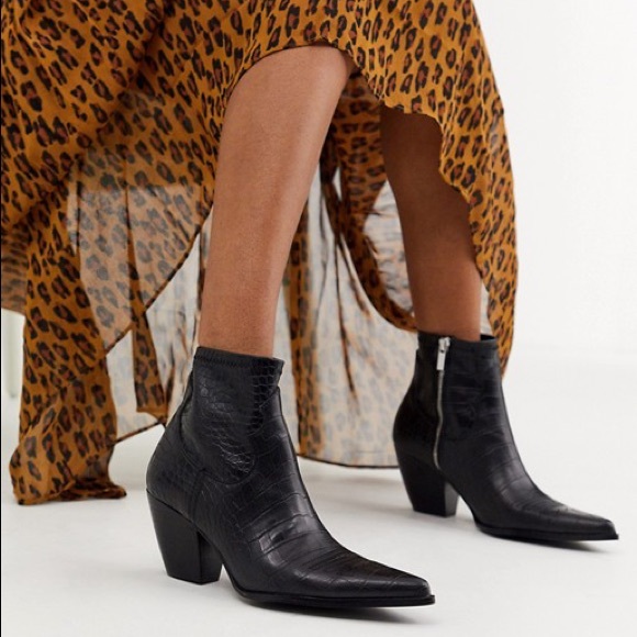 Bershka Shoes - New BERSHKA Western Crock black cowboy Boots